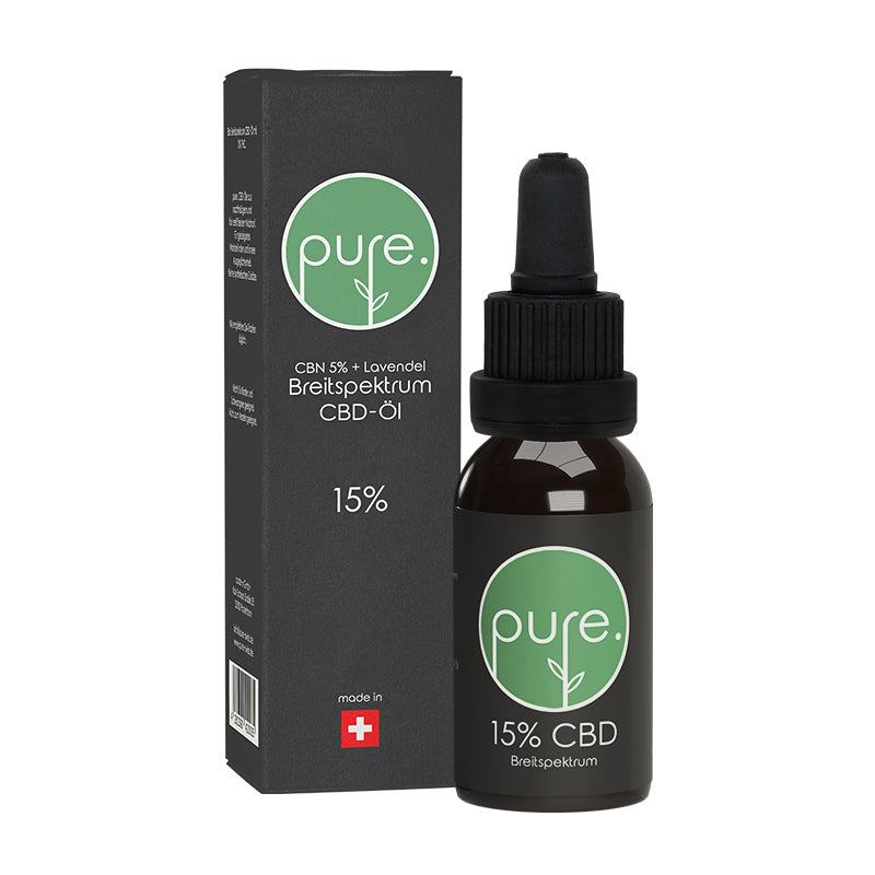 Leafpower pure Breitspektrum CBD-Öl 15% / CBN 5 % + Lavendel (10ml)